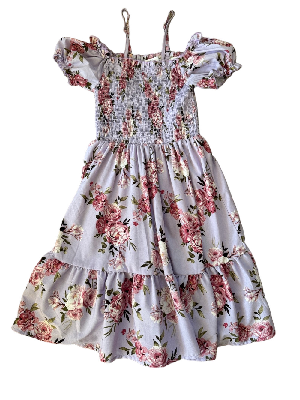 Girls' Lavender Floral Smocked Dress